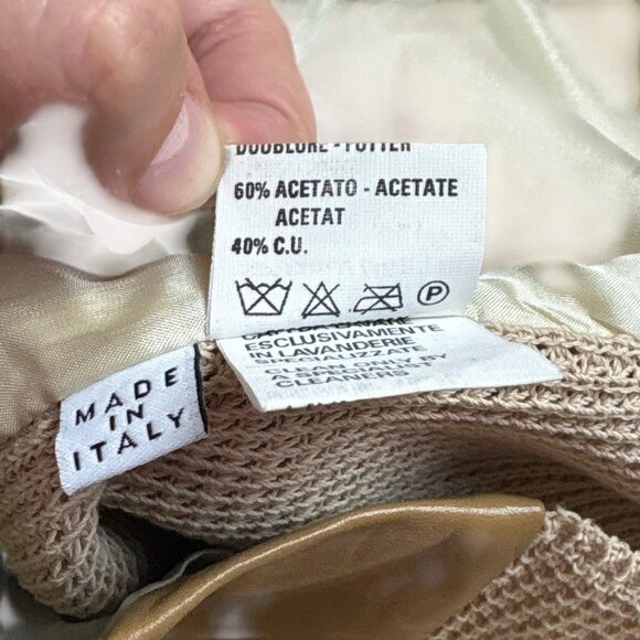 Gianfranco Ferre Italy Genuine Leather Knit Combo Jacket Tan Beige Size IT 42 - Picture 11 of 12